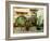 Pictorial Greek Villages Artwork in Retro Style-Maugli-l-Framed Photographic Print