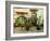 Pictorial Greek Villages Artwork in Retro Style-Maugli-l-Framed Photographic Print