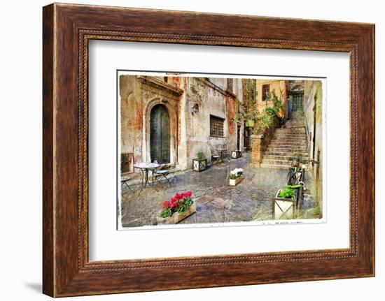 Pictorial Old Streets of Italy,Rome. Artistic Picture in Retro Style-Maugli-l-Framed Photographic Print