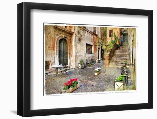 Pictorial Old Streets of Italy,Rome. Artistic Picture in Retro Style-Maugli-l-Framed Photographic Print