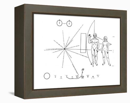 Pictorial Plaque of the Pioneer F Spacecraft Destined for Interstellar Space-null-Framed Stretched Canvas