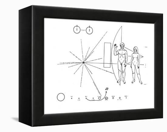 Pictorial Plaque of the Pioneer F Spacecraft Destined for Interstellar Space-null-Framed Stretched Canvas
