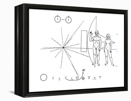 Pictorial Plaque of the Pioneer F Spacecraft Destined for Interstellar Space-null-Framed Stretched Canvas