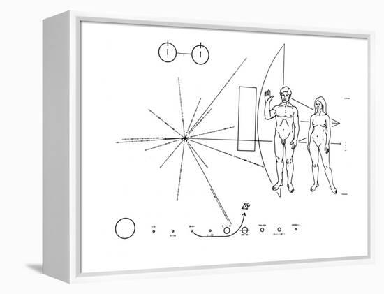 Pictorial Plaque of the Pioneer F Spacecraft Destined for Interstellar Space-null-Framed Stretched Canvas