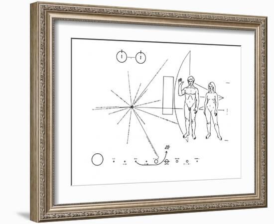 Pictorial Plaque of the Pioneer F Spacecraft Destined for Interstellar Space-null-Framed Photo