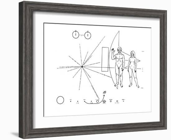 Pictorial Plaque of the Pioneer F Spacecraft Destined for Interstellar Space-null-Framed Photo