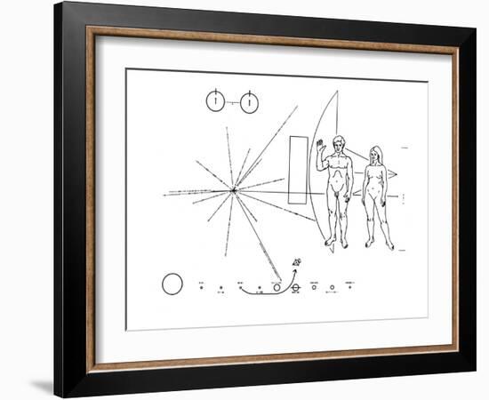 Pictorial Plaque of the Pioneer F Spacecraft Destined for Interstellar Space-null-Framed Photo