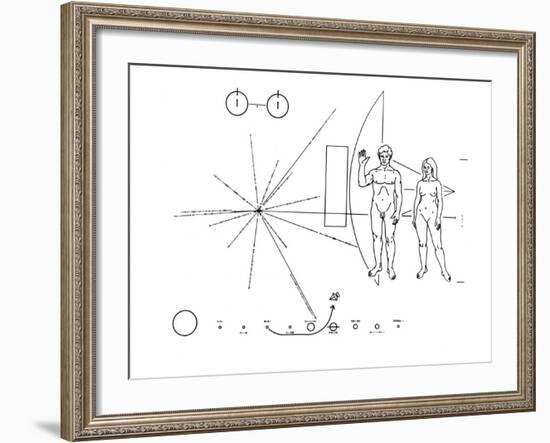 Pictorial Plaque of the Pioneer F Spacecraft Destined for Interstellar Space-null-Framed Photo