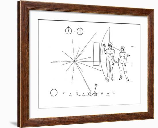 Pictorial Plaque of the Pioneer F Spacecraft Destined for Interstellar Space-null-Framed Photo