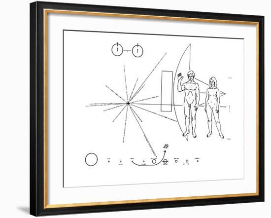 Pictorial Plaque of the Pioneer F Spacecraft Destined for Interstellar Space-null-Framed Photo