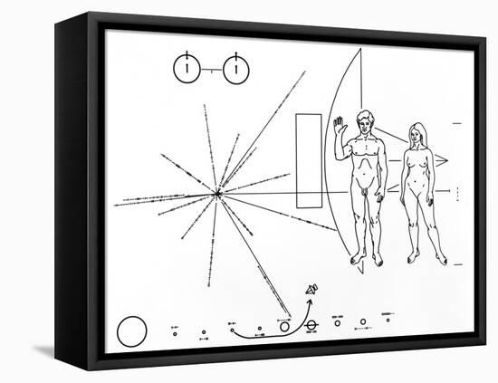 Pictorial Plaque on Pioneer 10 And 11-null-Framed Premier Image Canvas