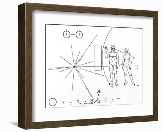 Pictorial Plaque on Pioneer 10 And 11-null-Framed Photographic Print