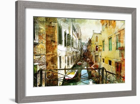 Pictorial Venetian Streets - Artwork In Painting Style-Maugli-l-Framed Art Print