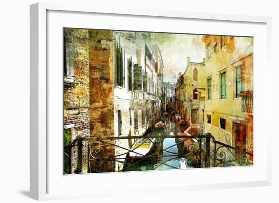 Pictorial Venetian Streets - Artwork In Painting Style-Maugli-l-Framed Art Print