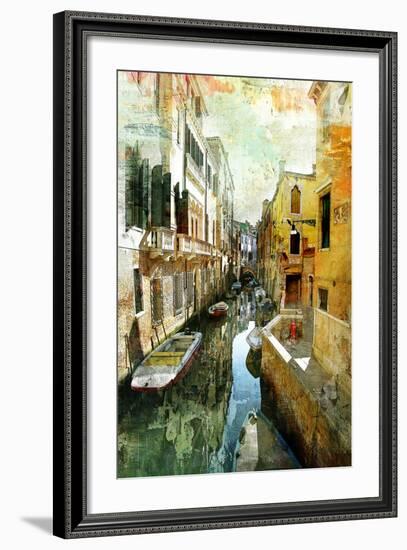 Pictorial Venetian Streets - Artwork In Painting Style-Maugli-l-Framed Art Print