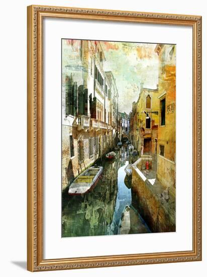 Pictorial Venetian Streets - Artwork In Painting Style-Maugli-l-Framed Art Print