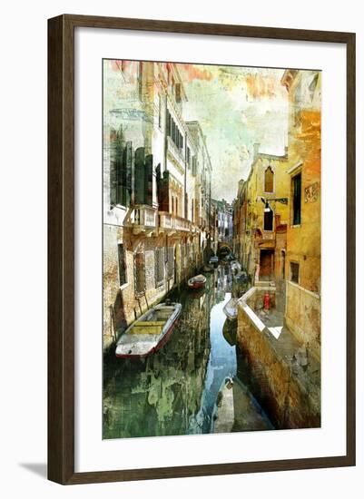 Pictorial Venetian Streets - Artwork In Painting Style-Maugli-l-Framed Art Print