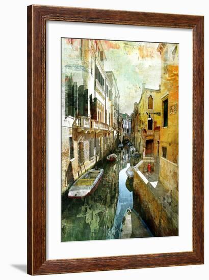 Pictorial Venetian Streets - Artwork In Painting Style-Maugli-l-Framed Art Print