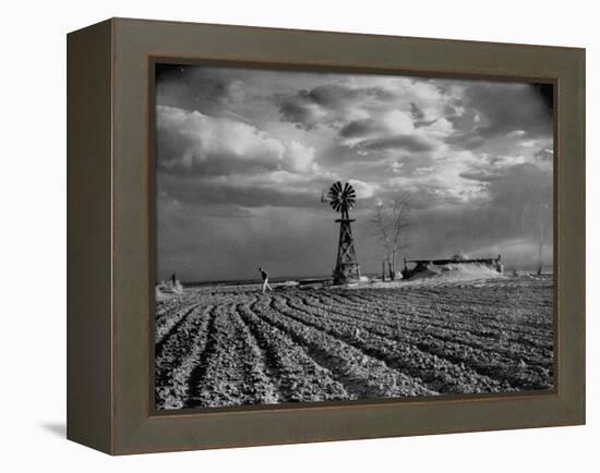 Picture from the Dust Bowl,With Deep Furrows Made by Farmers to Counteract Wind-Margaret Bourke-White-Framed Premier Image Canvas