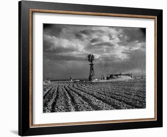 Picture from the Dust Bowl,With Deep Furrows Made by Farmers to Counteract Wind-Margaret Bourke-White-Framed Photographic Print