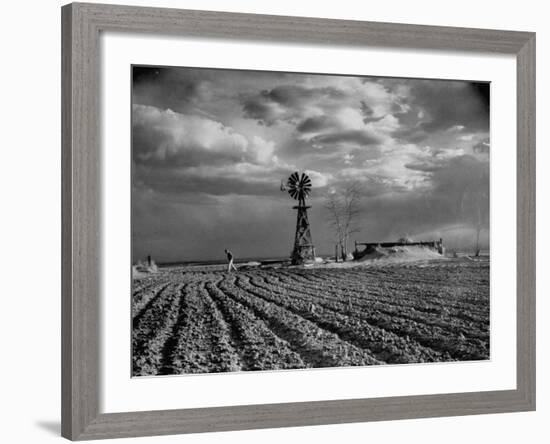 Picture from the Dust Bowl,With Deep Furrows Made by Farmers to Counteract Wind-Margaret Bourke-White-Framed Photographic Print