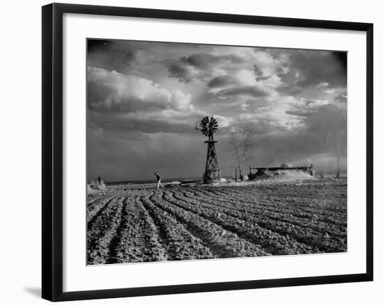 Picture from the Dust Bowl,With Deep Furrows Made by Farmers to Counteract Wind-Margaret Bourke-White-Framed Photographic Print