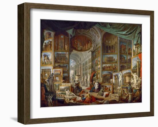 Picture Gallery with Views of Ancient Rome (Roma Antic)-Giovanni Paolo Panini-Framed Giclee Print