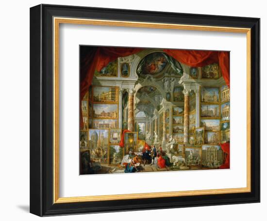 Picture Gallery with Views of Modern Rome (Modern Rom)-Giovanni Paolo Panini-Framed Giclee Print