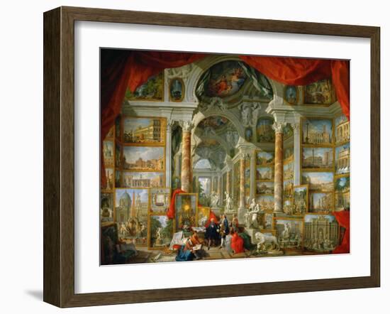 Picture Gallery with Views of Modern Rome (Modern Rom)-Giovanni Paolo Panini-Framed Giclee Print