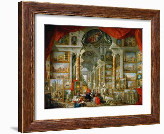 Picture Gallery with Views of Modern Rome (Modern Rom)-Giovanni Paolo Panini-Framed Giclee Print