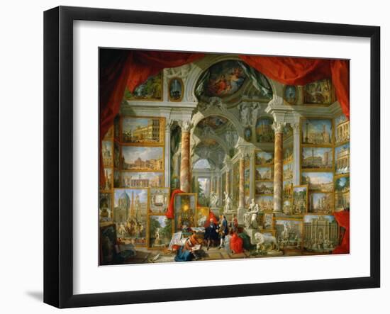 Picture Gallery with Views of Modern Rome (Modern Rom)-Giovanni Paolo Panini-Framed Giclee Print