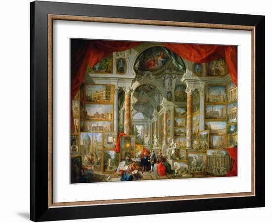 Picture Gallery with Views of Modern Rome (Modern Rom)-Giovanni Paolo Panini-Framed Giclee Print