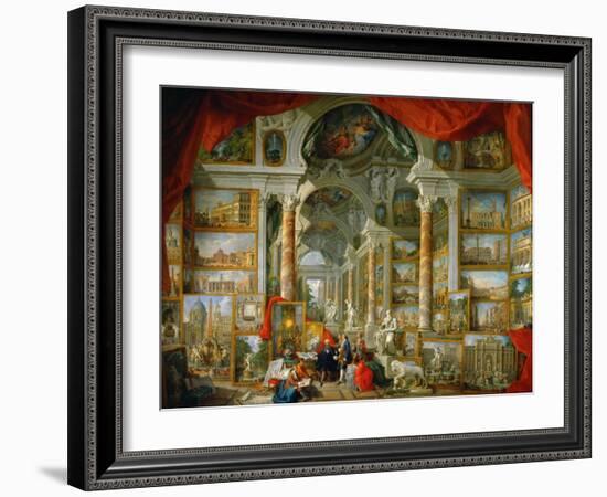 Picture Gallery with Views of Modern Rome (Modern Rom)-Giovanni Paolo Panini-Framed Giclee Print