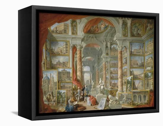 Picture Gallery with Views of Modern Rome-Giovanni Paolo Panini-Framed Premier Image Canvas