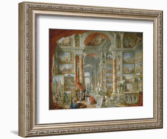 Picture Gallery with Views of Modern Rome-Giovanni Paolo Panini-Framed Giclee Print