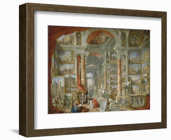 Picture Gallery with Views of Modern Rome-Giovanni Paolo Panini-Framed Giclee Print