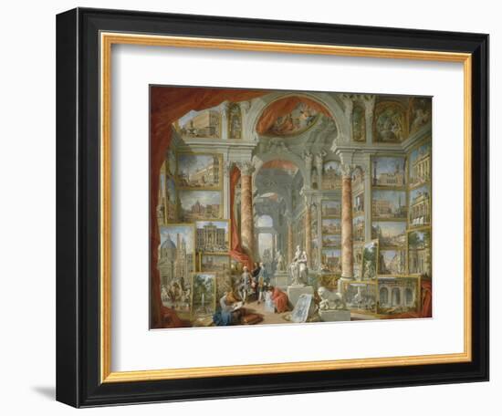 Picture Gallery with Views of Modern Rome-Giovanni Paolo Panini-Framed Giclee Print