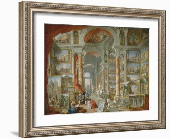 Picture Gallery with Views of Modern Rome-Giovanni Paolo Panini-Framed Giclee Print