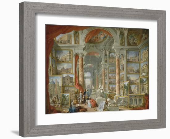 Picture Gallery with Views of Modern Rome-Giovanni Paolo Panini-Framed Giclee Print