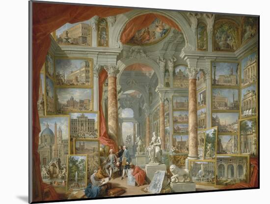 Picture Gallery with Views of Modern Rome-Giovanni Paolo Panini-Mounted Giclee Print