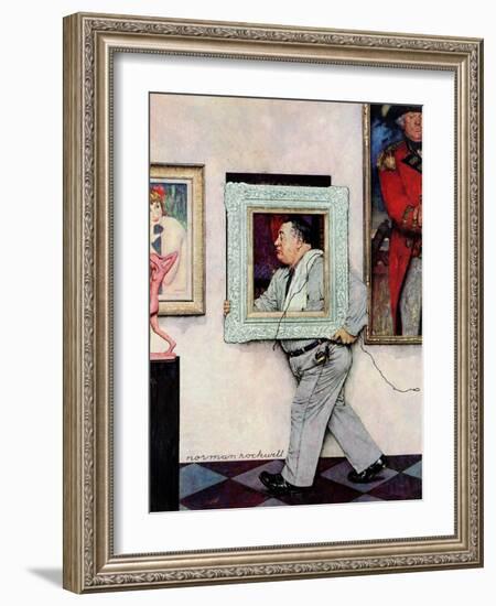 "Picture Hanger" or "Museum Worker", March 2,1946-Norman Rockwell-Framed Giclee Print