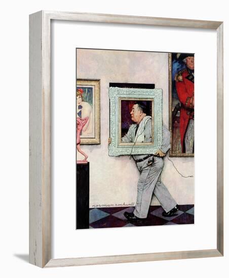 "Picture Hanger" or "Museum Worker", March 2,1946-Norman Rockwell-Framed Giclee Print