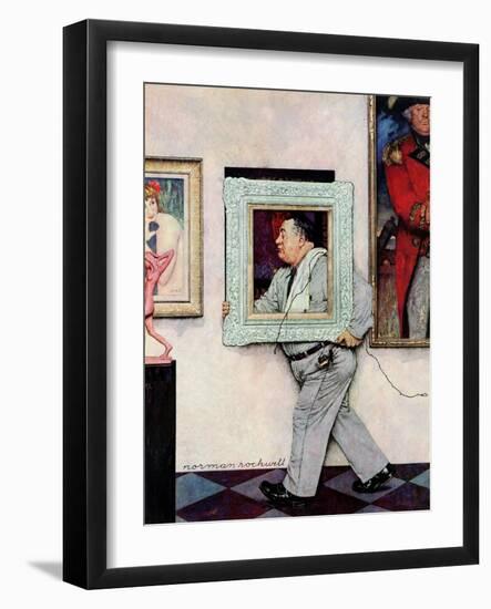 "Picture Hanger" or "Museum Worker", March 2,1946-Norman Rockwell-Framed Giclee Print