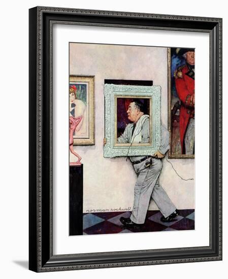 "Picture Hanger" or "Museum Worker", March 2,1946-Norman Rockwell-Framed Giclee Print