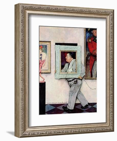 "Picture Hanger" or "Museum Worker", March 2,1946-Norman Rockwell-Framed Giclee Print