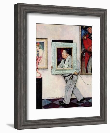 "Picture Hanger" or "Museum Worker", March 2,1946-Norman Rockwell-Framed Giclee Print