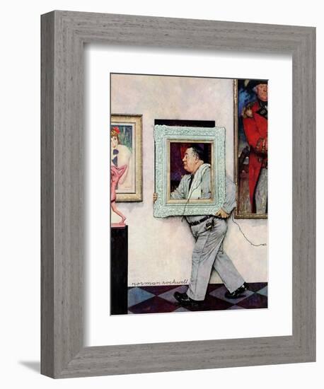 "Picture Hanger" or "Museum Worker", March 2,1946-Norman Rockwell-Framed Giclee Print