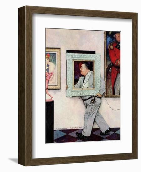 "Picture Hanger" or "Museum Worker", March 2,1946-Norman Rockwell-Framed Giclee Print