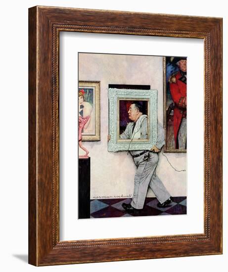 "Picture Hanger" or "Museum Worker", March 2,1946-Norman Rockwell-Framed Giclee Print