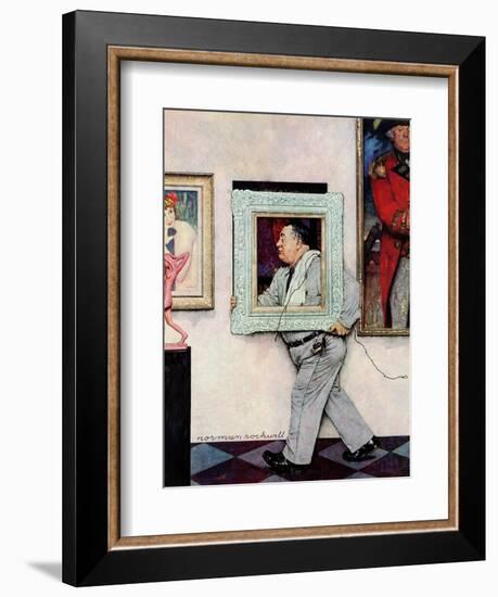 "Picture Hanger" or "Museum Worker", March 2,1946-Norman Rockwell-Framed Giclee Print